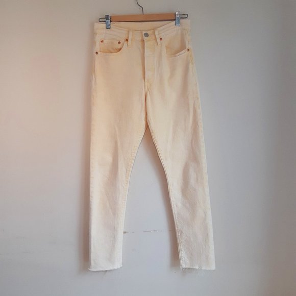 Levi's 501 | Stretch Skinny Women's Jeans | Yellow/Cream | Size W27 L30 - Picture 1 of 9